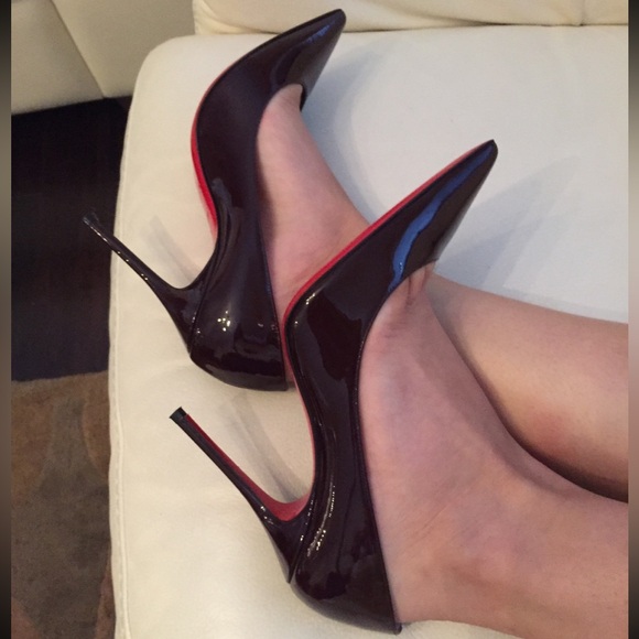 CHRISTIAN LOUBOUTIN Decollete Heels Pumps Burgundy 100mm 4 inches Size 36 6